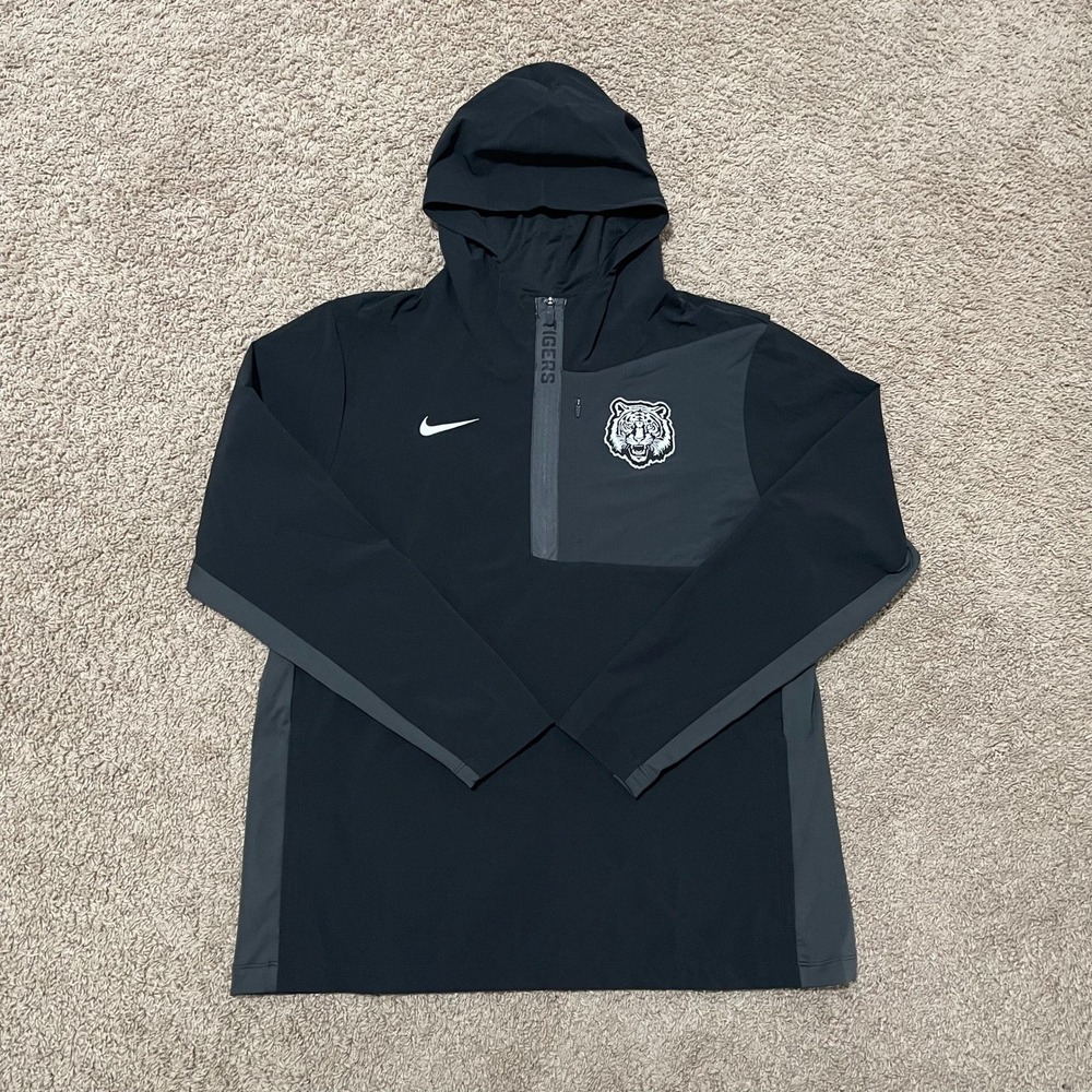 LSU Tigers‎ Jacket Mens Large Black 1/2 Zip Hooded Vented NCAA Nike SAMPLE